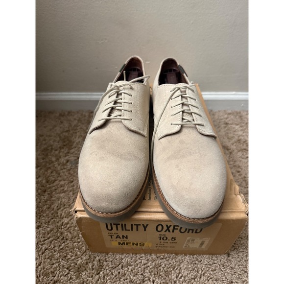 Bass Mens Utility Oxford Tan Suede Lace Up Dress Shoes 10.5 Made in USA - Picture 3 of 9